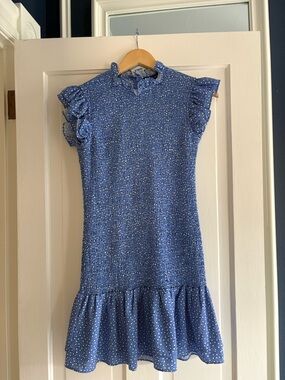 French Connection Light Blue Smocked Floral Dress